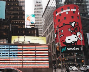 The display screen outside the building